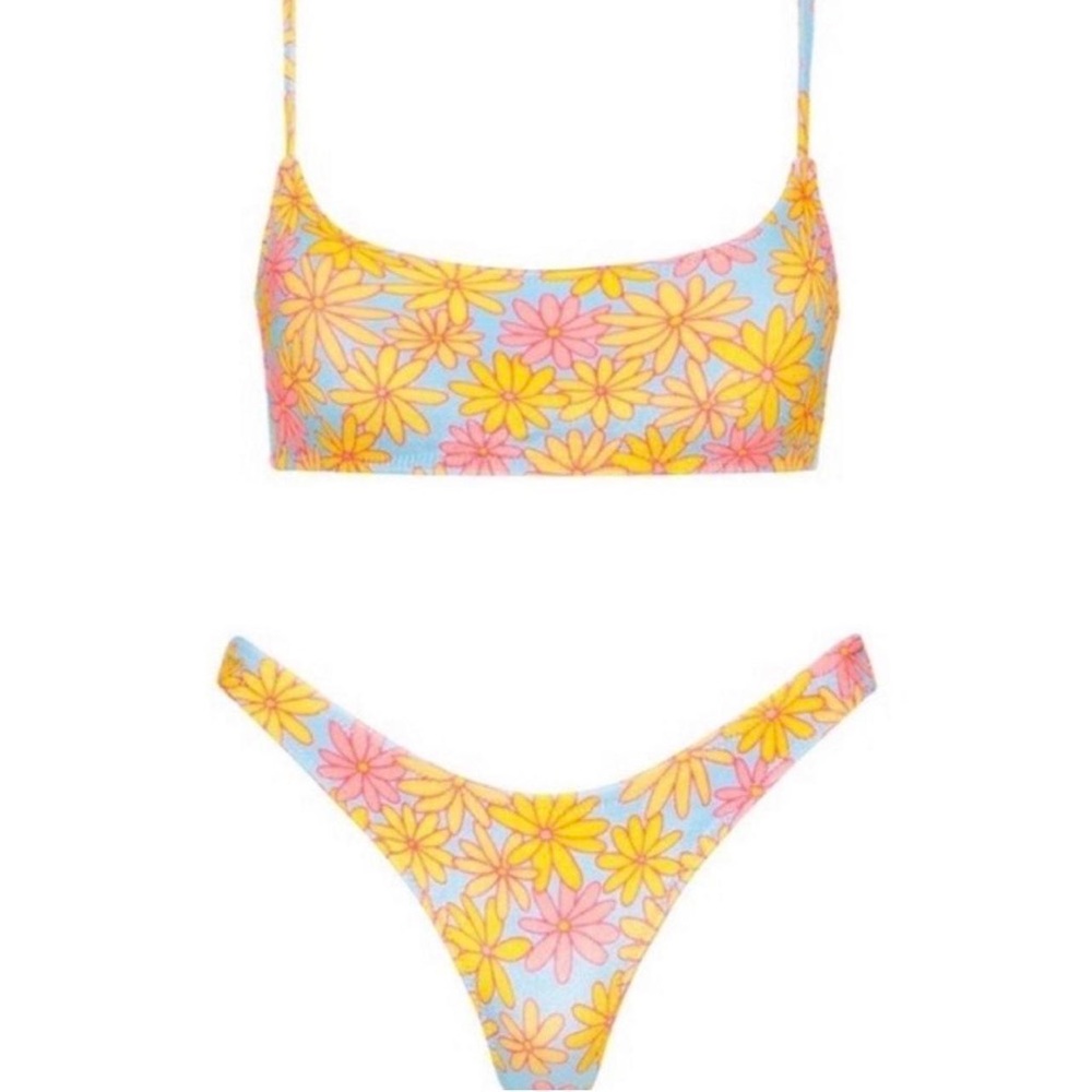 Triangl Mica Bikini in Sky Floral Velvet (S/M)